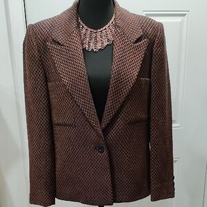 Elegant Brown Houndstooth Blazer
